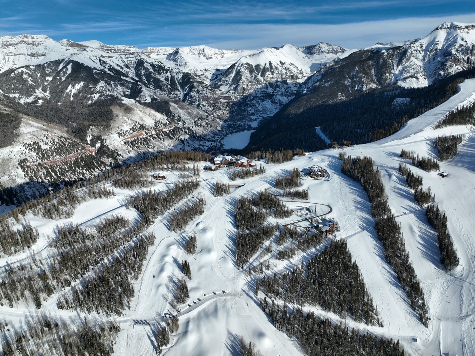 The Ridge Collection homesites on San Sophia Ridge, Telluride ski mountain, with Wilson Peak skyline