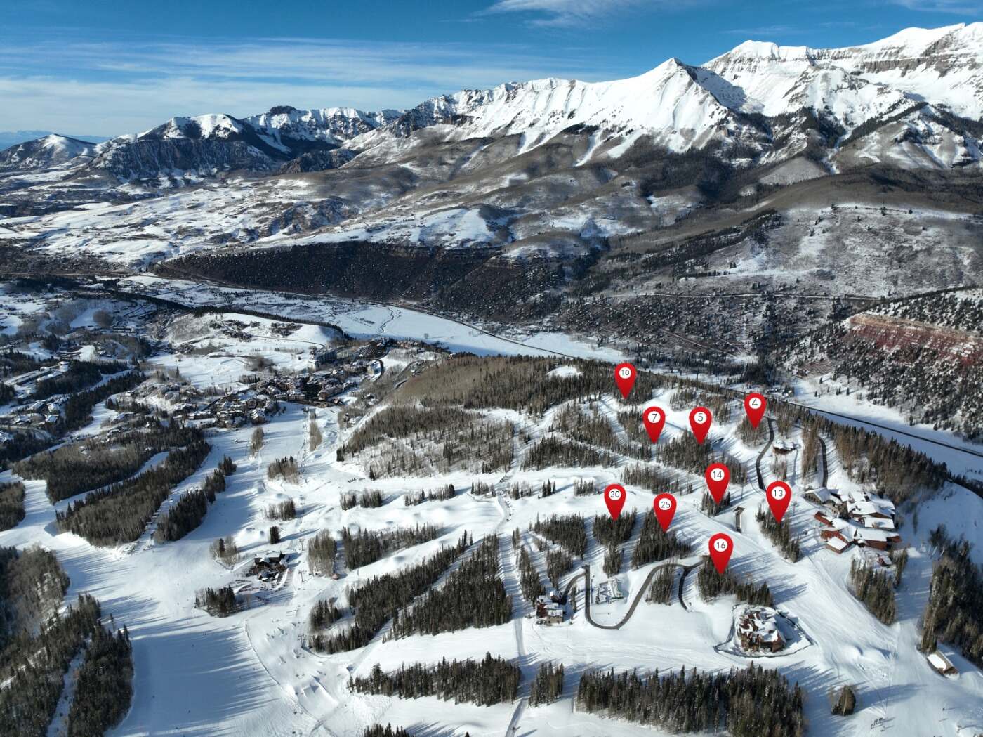 The Ridge Collection homesite map — view toward Telluride valley and regional airport